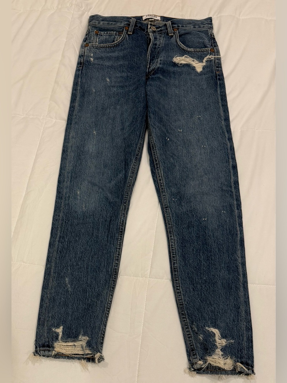 AGOLDE Jamie High Rise Classic Straight Leg Distressed Jeans Size 25